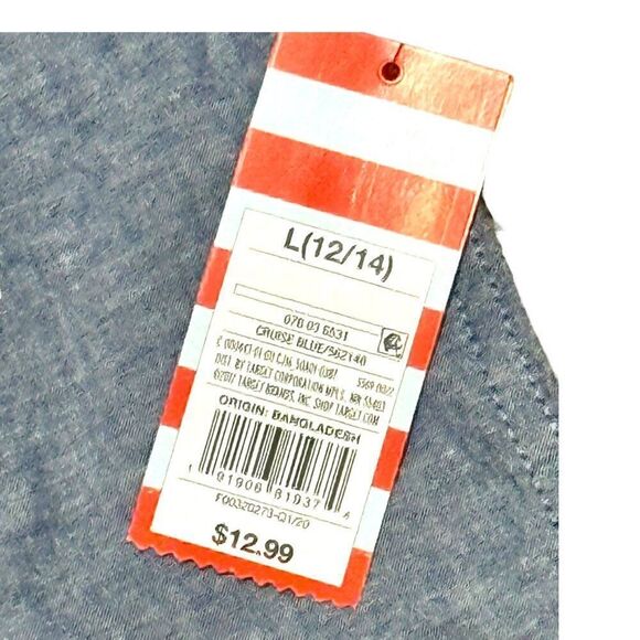 Lot of 2 NEW Cat & Jack Boys Button-Down Shirts L 12 14 Red Plaid & Blue Stars - Picture 9 of 10